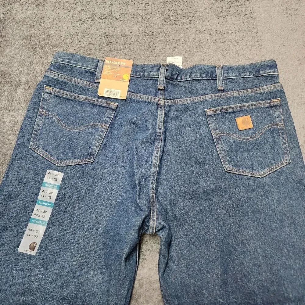 NWT Carhartt Men’s Blue Denim Jeans Relaxed Fit B460 Size 44 x 32